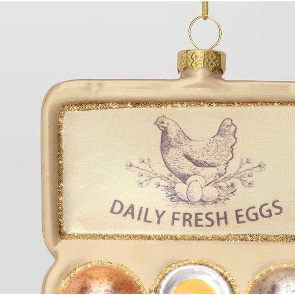 Carton of Daily Fresh Eggs Glass Christmas Tree Ornament Wondershop Target - Picture 4 of 6